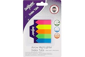 Snopake Transparent Index Tab Arrow Highlighters [ 125 Tabs, 44 x 12mm ] Neon Assorted [13906]