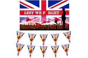 Abitoncc Lest We Forget Flag - 5ft x 3ft Remembrance Bunting for Garden & Outdoor Poppy Day Decorations