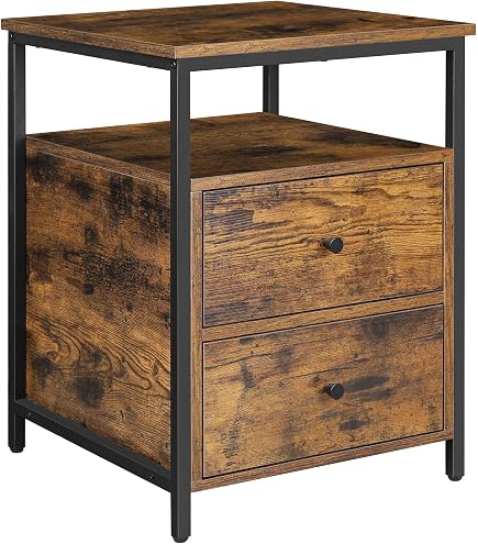 COSTWAY Nachttisch Mit Ablage – 40x40x60 Cm, 2 Ebenen, Schwarz/weiß/braun, Industriell