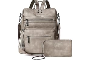 Shrrie Sac à Dos Femme, Sacs à Main Portés Dos en PU Cuir, Élégant Imperméable Sac à Dos Antivol Convertible avec Bandoulière Amovible pour Travail Voyage College Cadeau