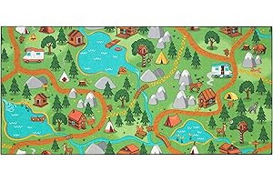 Carpet Studio Hiking Play Mat 95x200cm, Non Slip Kids Rug, Road Mat Car, Boys & Girls, Bedroom Rug Children, Washable