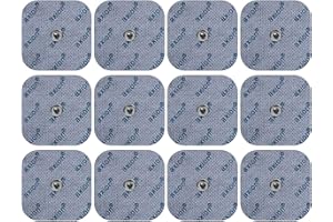Axion Pack of 12 Electrodes. Square Self-Adhesive Pads 5x5cm for TENS EMS Units with 3.5mm snap Button Connection. Pads for Pain Treatment, Muscle Growth, Toning and Massage