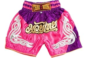 MUAY NATION Pantaloncini Muay Thai per Bambini (2-12 Anni) Trunks da Boxe per Ragazzi e Ragazze per Kickboxing, MMA, Arti Marziali