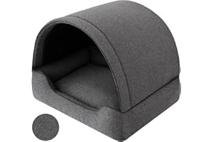 SALES CORE Höhle Hundebett, Hundehöhle mit versteiftem Dach, Hundehütte mit weicher Matratze. Schlafplatz für Haustiere mit schützendem Baldachin, Hundehütte aus Stoff, Sofa und Hundekissen in einem