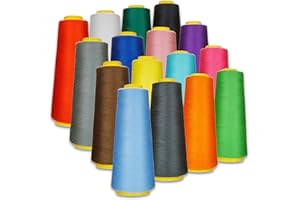 Lialina Overlockgarn-Set 16-teilig OEKO-TEX / Stärke 120 aufgespult auf Konen / 1000 m Garnlänge pro Spule/Material: 100% Polyester