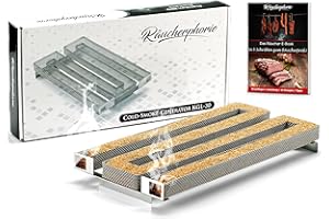Räucherphorie® Griglia per affumicatura a freddo XL – Robusto generatore di fumo freddo in acciaio inox + e-book per affumicatura extra lungo nel forno, barbecue, affumicatore – accessori premium