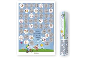 FIX IDEA Kinderposter, Scratch Poster für Kinder und Eltern, Bucket List für Familien, Aktivitäten für Feiertage und Wochenenden, 50 Dinge zu tun mit Papa und Mama, Geschenke für Jungen und Mädchen ab 4+