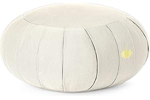 Lotuscrafts ZEN Cojín de meditación tipo zafu de algodón orgánico con certificación GOTS, Natur Weiß