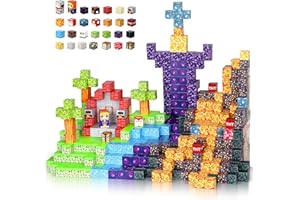 HNVWNSD Magnetic Blocks, 100PCS Magnetic Building Blocks Construction Toy Build Mine Magnet World for Kids,STEM Sensory Montessori Toys for 3+ Years Old Boys & Grils, Creative Kids Games