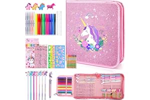 JYPS 4 5 6 7 8 Years Old Girls Gifts Toys, Colouring Set for Children, Pencil Case Stationary Set, Art and Crafts Set for Kids 4-7, Unicorn Gifts For Girls Age 4-6, Birthday Presents