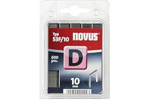 Novus D 53 F agrafes en fil plat d’une longueur de 10 mm, emballage transparent avec 600 agrafes du type 53 F/10, idéale pour la fixation des films, des etiquettes, du papier et du carton