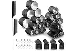 LCXCXY Juego de Rulos Pelo de 46 piezas, Rizador sin Calor, Rulos Pelo Grandes, 4 tamaños diferentes Rulos para el Pelo (64, 48, 36, 25 mm) 20 clips de acero inoxidable + 2 peines, para el pelo largo y corto