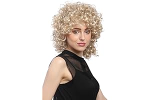 WIG ME UP- 91074-ZA83 Peluca Carnaval señoras, Largo Medio, Rizado, rizos, Rubio Claro 1980s