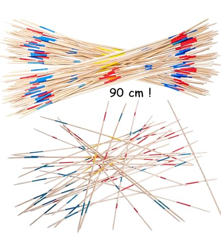 WELL HOME – Mikado XXL En Bambou – 31 Bâtonnets De 90 Cm – Jeu De Dextérité Familial