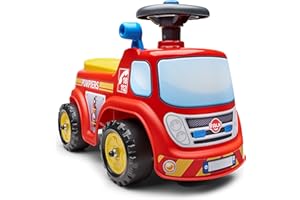 Falk-Porteur Camion de Pompier-Dès 12 Mois-Fabriqué en France-Volant directionnel avec klaxon-Levier à Effet sonore-Coffre de Rangement-Plaque d'immatriculation personnalisable-700, 700