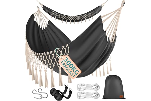 KESSER® Hamac d'une Charge maximale de 300 kg, 320 x 150 cm. Capacité de Charge de 300 kg, 1 à 2 Personnes, Respirant, résistant aux intempéries, idéal pour Camping ou Jardin, Anthracite
