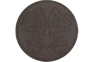 Nicoman 4-Pack 18" Round Butterfly Garden Stepping Stone Recycled Rubber Steps Hard Wearing Heavy Duty Outdoor Pathway Tiles - (Earth, Dia.46cm, Set of 4)