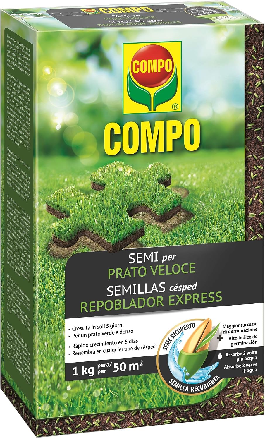 COMPO Semillas de césped repoblador Express, para 50 m², 1 kg, 2357802011