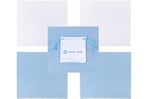 LENS-AID Set di panni in microfibra per pulizia con pratico sacchetto contenitore: 5 x panno di pulizia per obiettivo fotocamera, filtri, display, notebook
