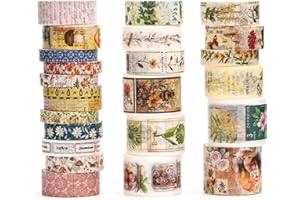 Songdao Juego de 24 rollos de cintas adhesivas vintage para manualidades, niños, álbumes de recortes, bricolaje, envoltura de regalos (5 jardines botánicos)