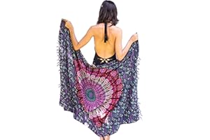 Mandala Life ART Blauer Damen Sarong, Pareo,Bikini Vertuschen, Strandtuch,Wickelrock, TapisserieWickeltuch Schal Halstuch - Hochwertiger Rayon - Weich und Leicht