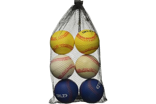 SKLZ Viktad träningsbaseboll, skumbollar i officiell storlek, byggarmstyrka, vit/blå/röd, 6-pack