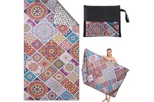 Coikes Microfibre Beach Towel Large Quick Dry Beach Towels Sand Free Lightweight Bath Towel for Swimming Pool Bath Camping Oversized Soft Travel Towel Blanket for Women Men, 180x100cm (Multicolor)