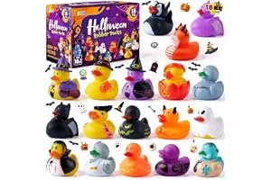 JOYIN 18 stycken halloween gummianka pipande anka för roligt bad, squirt pipande anka, söt eller syra fyllmedel
