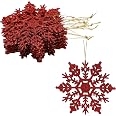 Christmas Concepts Pack Of 12 Green Glitter Snowflake Hanging Decorations - 10cm Wide, Gold String Included - View #10