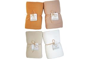 BEBICCO Lot de 4 Langes Bébé 120x120 cm – 100% Gaze de Coton Bio Ultra Douce – Couvertures d’Emmaillotage Légères, Respirantes & Faciles à Laver – Idée Cadeau de Naissance Mixte.