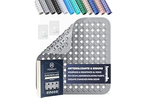 Homerella Alfombrilla de Ducha Sensible a la Piel, 53 x 53 cm, Incluye suspensión, sin BPA, sin látex, Alfombrilla de Ducha Antideslizante, Resistente al Moho, Lavable a máquina