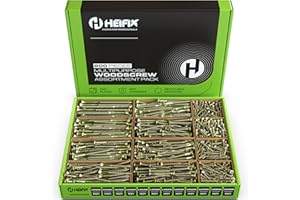 Heifix 800-Piece Wood Screw Assortment Set In Eco Storage Box - FREE Screw Bit Included - Double Countersunk, Pozi, Heavy Duty - For DIY, Floorboard, Wood Fences