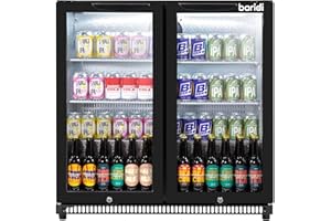Baridi Back Bar Drinks Fridge with Hinged Double Door, 190L Capacity - DH272