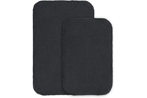 VANZAVANZU Alfombra de Baño 2 Piezas Antideslizante Alfombrilla de Baño Espesa Absorbente Alfombra de Ducha Ultra Suave Alfombrillas para Baño Mullido Microfibra - 40 x 60cm + 50 x 80cm (Negro)