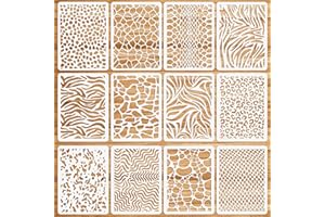 OOTSR 12 Piezas Plantillas de Pintura Reutilizables, 21x15cm Plantillas de Dibujos de Plástico para Pintar Sobre Madera, Suelo, Muebles, Paredes