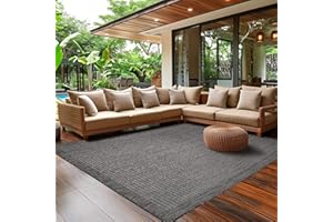 ‎SIMPEX Outdoor Teppich Wetterfest Terrasse Balkon Garten Küchenteppich Einfarbiges Design Flachgewebe Sisal Look Waschbarer Teppich, Größe: 160 x 230 cm, Farbe: Schwarz