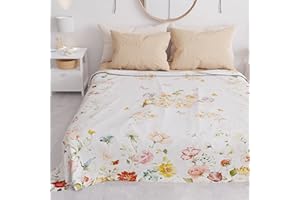 PETTI Artigiani Italiani - Copriletto Matrimoniale Primavera Estate, Coperta Leggera Matrimoniale, Lenzuola Copriletto, Floreale 06 100% Made in Italy