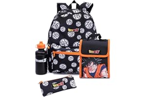 Dragon Ball Z Boys Backpack Goku Merchandise for Kids Teens Action Warrior School Rucksack Pencil Case & Water Bottle