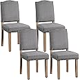 Yaheetech Dining Chairs Set of 4 Modern Kitchen Dining Room Chairs with Nailhead Trim and Upholstered Seat for Home, Kitchen, Dark Grey