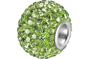 ANDANTE-Stones 925 Sterling Silber Kristall Glitzer Strass Bead Charm * KRYPTONIT * Grün als Kettenanhänger oder Element für Bettelarmbänder + Organzasäckchen
