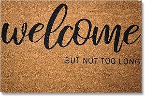 KOKO DOORMATS Zerbino Ingresso casa - Tappeto divertenti in fibra di cocco e base antiscivolo da PVC, da esterno e interno con misure 40x60cm (Welcome but not too long)