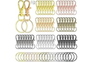 NSWAYY 140 Pezzi Moschettone Portachiavi Metallo, Gancio Girevole Portachiavi(70 Moschettone Portachiavi e 70 Anelli Portachiavi), Ganci per Portachiavi Fai da Te per Borse Accessori Bigiotteria