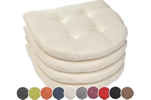 sunnypillow Set da 4 Cuscini Sedie Cucina - 40 x 40 x 5cm - Seduta Per uso Interno ed Esterno - Cuscini Sedia da Giardino Cuscini Coprisedie Cuscino - Cremoso