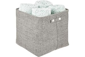 mDesign Cesta de tela alta con forro y diseño estructurado – Ideal como cesto para baño o como organizador de cosméticos – Práctico organizador de baño de algodón con asas – negro