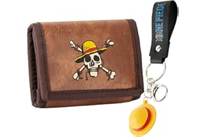 One Piece Cartera y Llavero para Niños y Hombres, Monedero Juvenil con Tarjetero, Llavero Anime Chico Friki, Regalo Adolescente