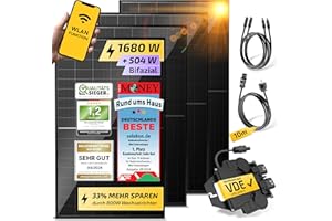 Solakon 1680W Balkonkraftwerk 1600W komplett Steckdose - Balkonkraftwerk 1000 Watt neuester Wechselrichter 800W - Solaranlage Komplettset mit 4x420W Solarpanel/Solar Panels mit 10m Kabel