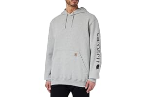 Carhartt Midweight Sleeve Logo Hooded Sweatshirt Workwear - Felpa con Cappuccio Originale Fit con Logo, Taglia S, Colore: Marrone Uomo (Pacco da 1)