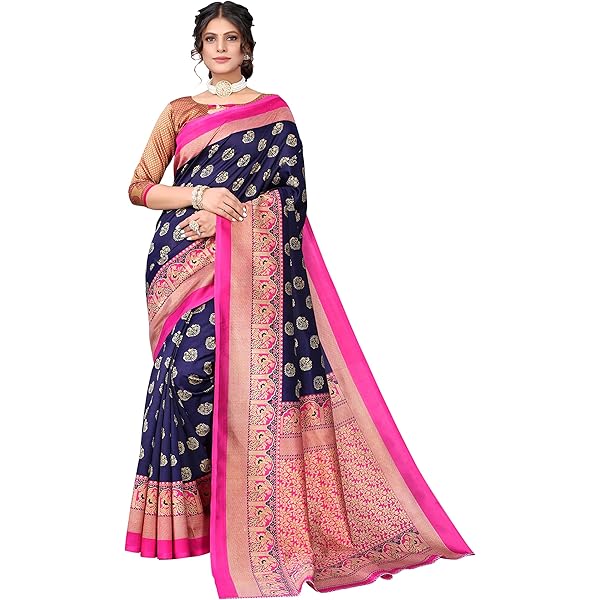 Sari In Seta Banarasi Con Lavorazione Zari - Rosso - 5,5 Metri Con Pezzo Camicetta Non Cucita - Leggero Per Cerimonie