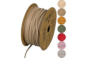 Halbach Seidenbänder veganes Lederband | Breite 3mm Länge 20m | Kunst Lederschnur zur Herstellung von Armbändern | 100% veganes Lederimitat Band für DIY Handwerk, Farbe: Natur