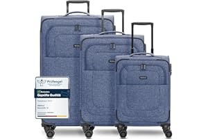 REDOLZ Koffer-Set 3-teilig für Damen & Herren | leichte & stabile Reise-Trolleys, hochwertiges Softcase, 4 Doppelrollen & TSA-Schloss |erweiterbar mit Dehnfalten (Essentials 12)